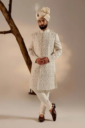 Albino white sherwani set