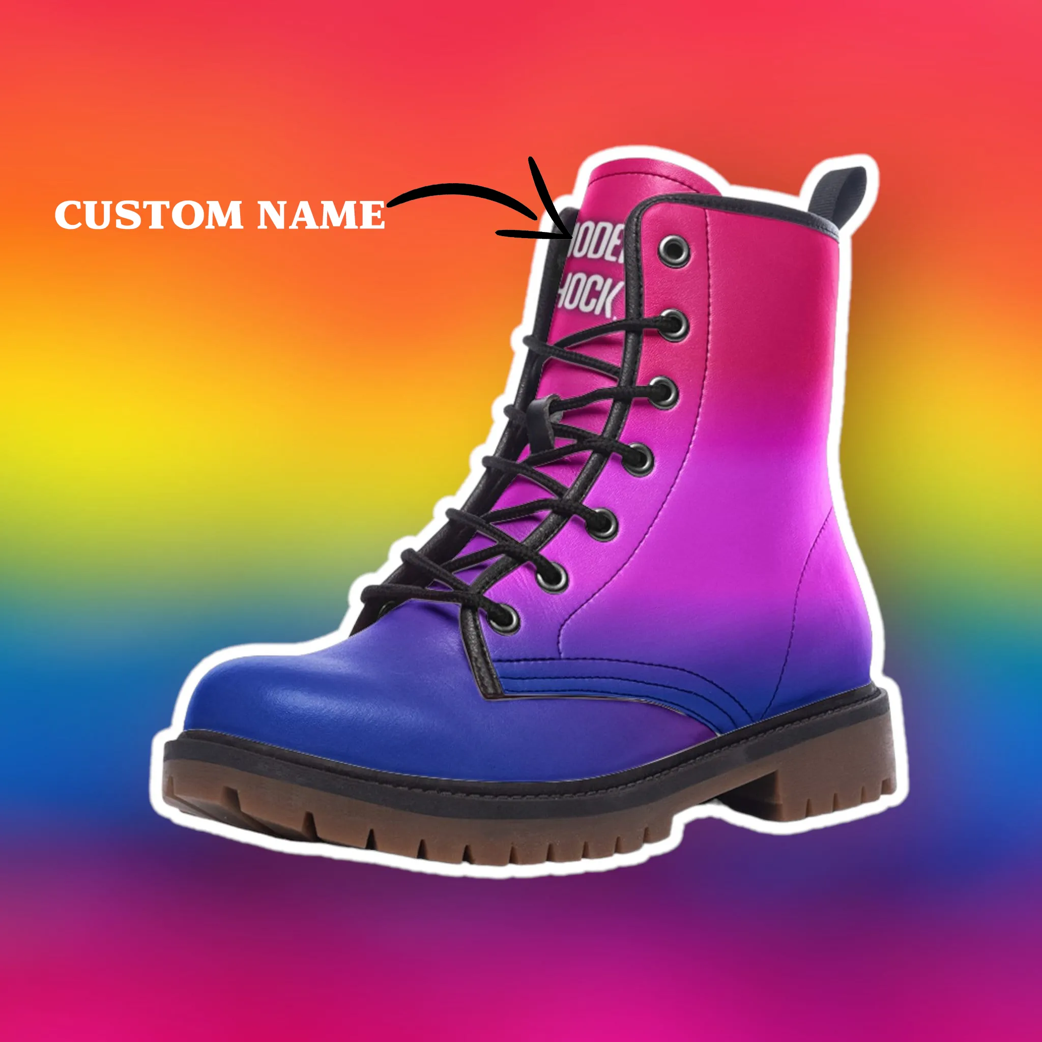 Bi Pride Boots, LGBTQ Rainbow Boots, Bisexual Pride Boots, LGBTQ Pride Parade Boots, Unisex Rainbow Boots, Rainbowcore, Gay Pride Flag