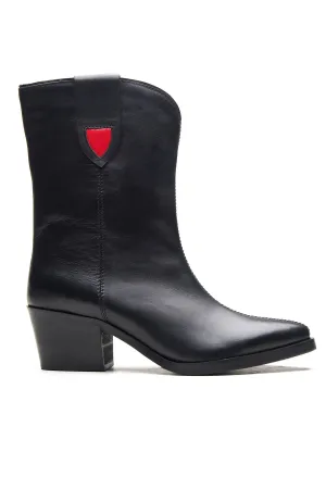 Black & Red Nappa Leather Boots