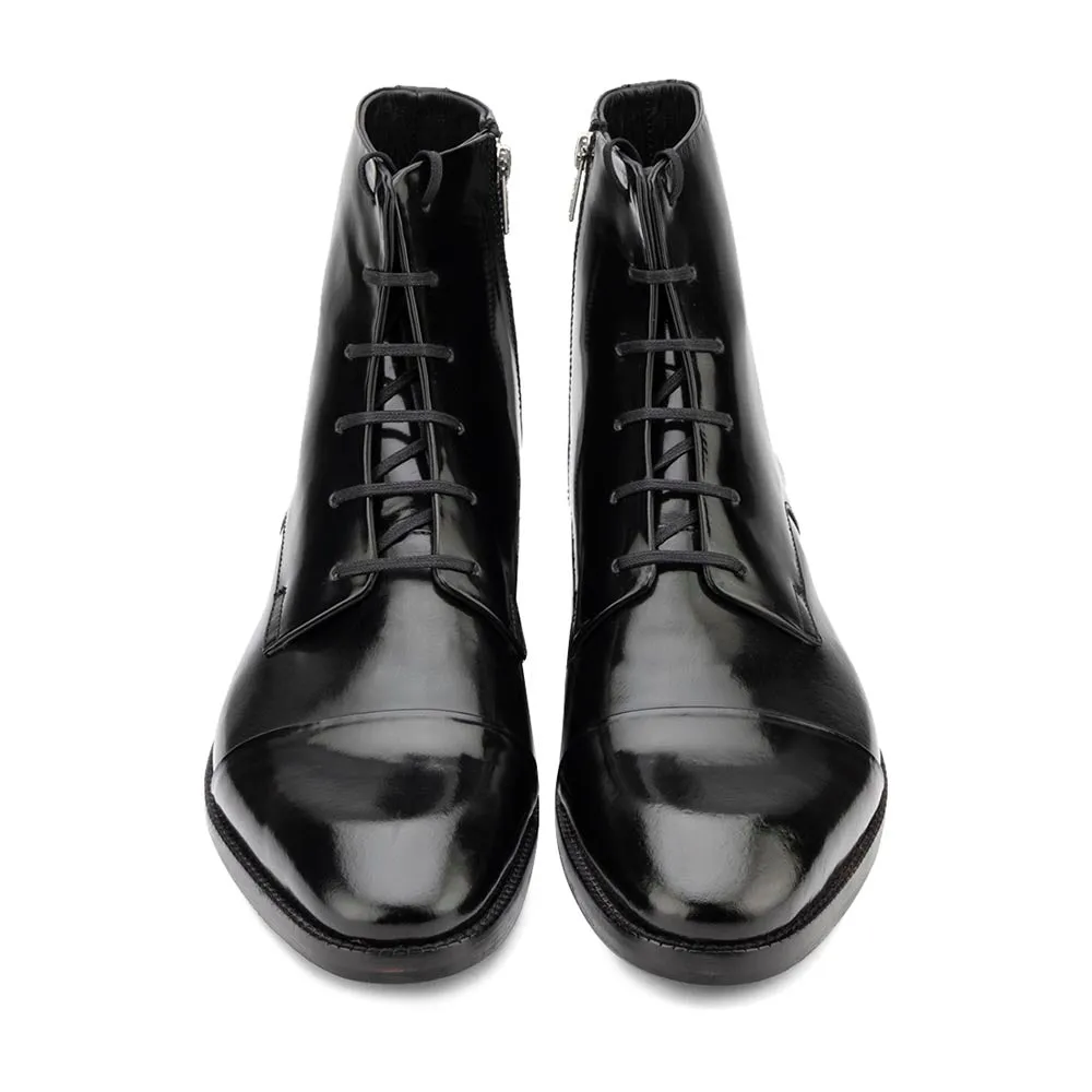 Black Brushed Derby Boots with Zip