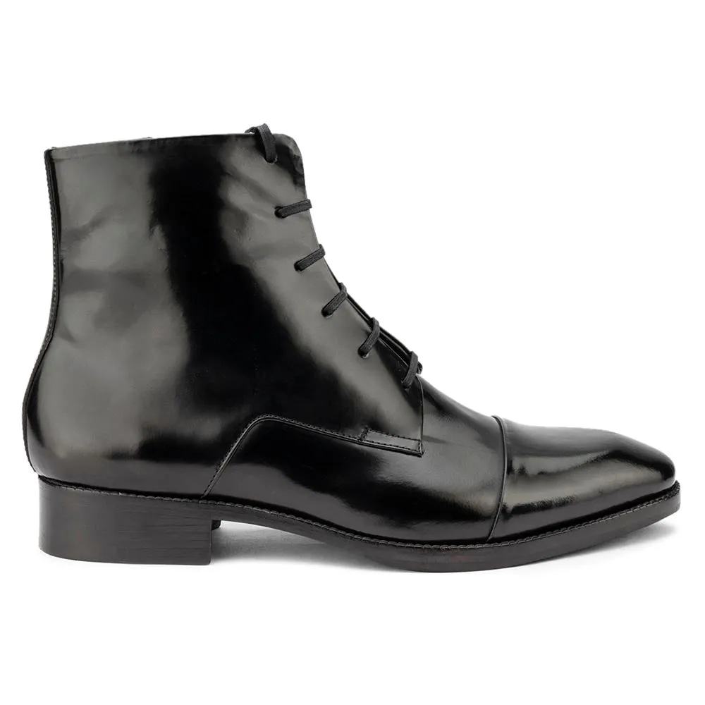 Black Brushed Derby Boots with Zip