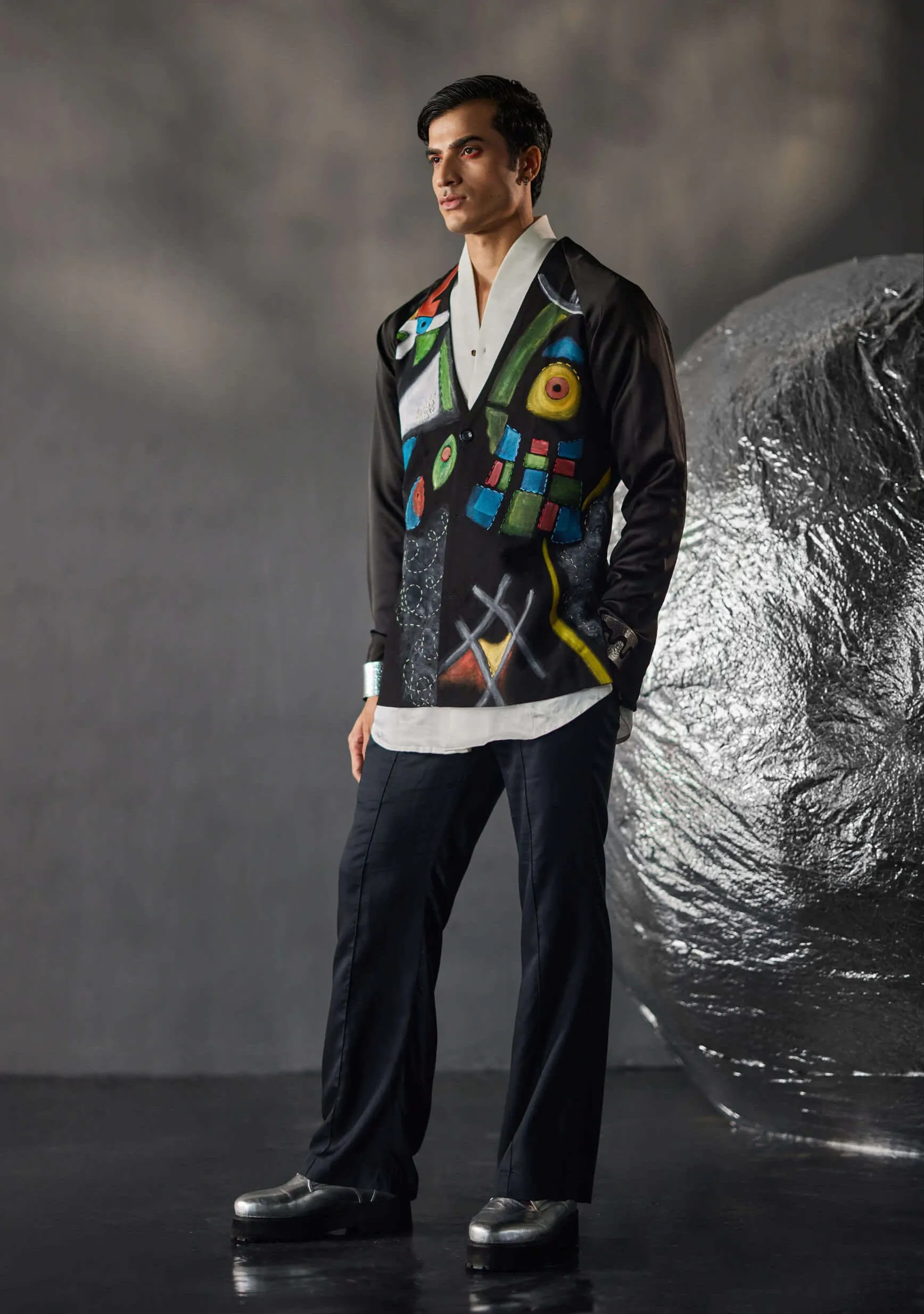 Black Carnival overshirt and trouser set