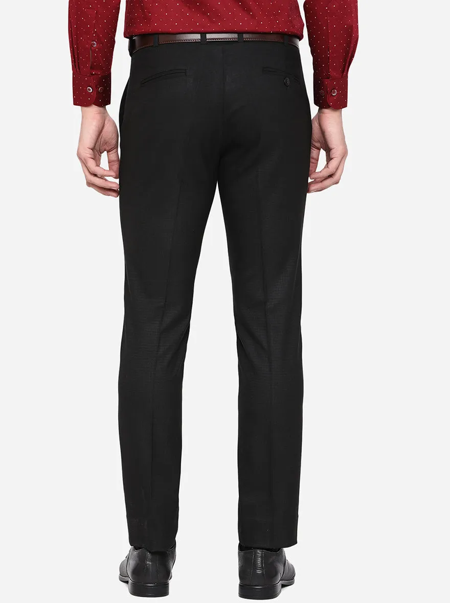 Black Checked Super Slim Fit Formal Trouser | Greenfibre