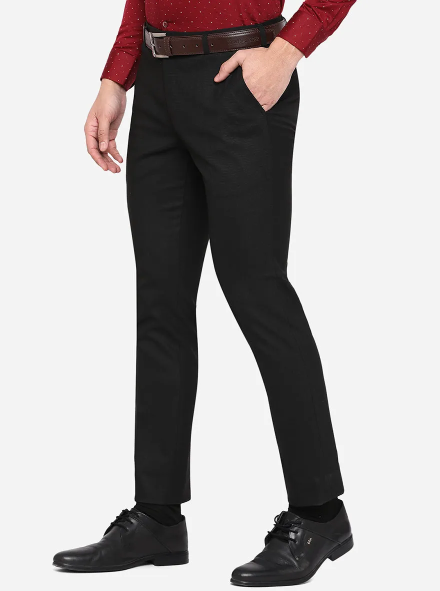 Black Checked Super Slim Fit Formal Trouser | Greenfibre