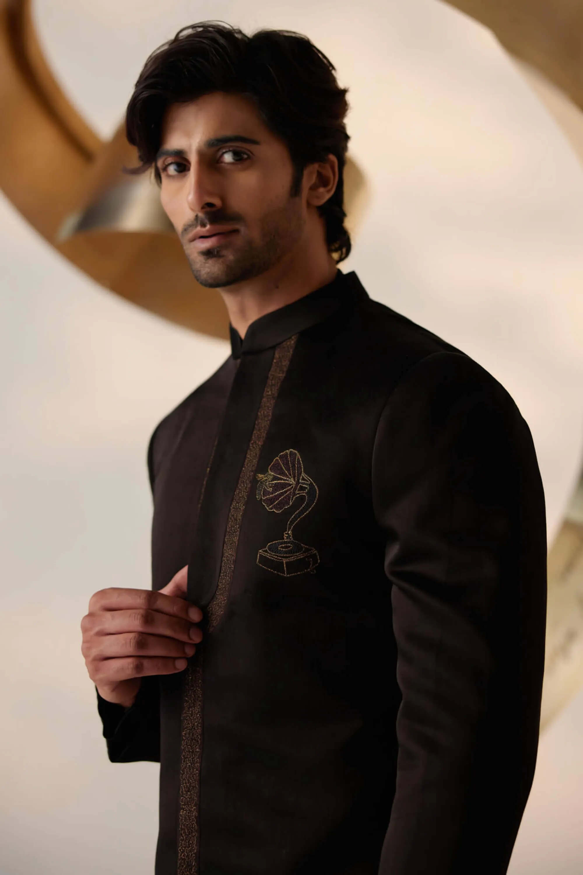 Black long bandhgala and trousers