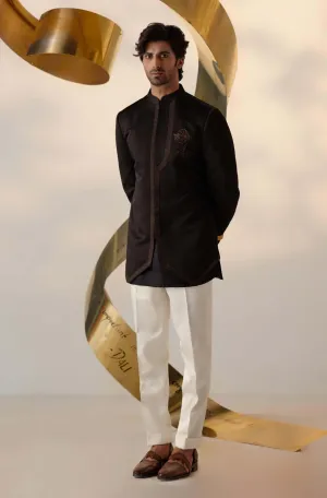 Black long bandhgala and trousers