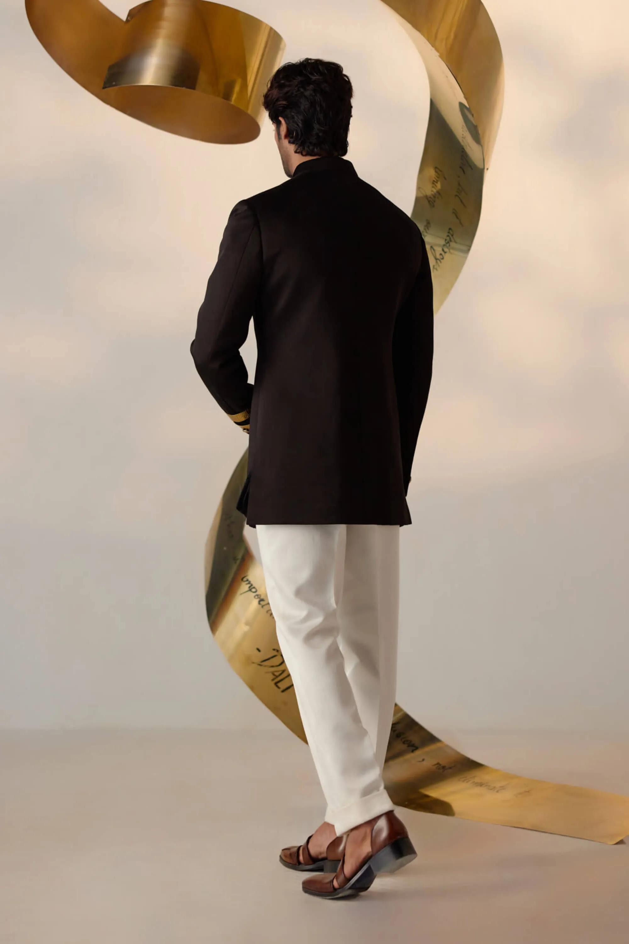 Black long bandhgala and trousers