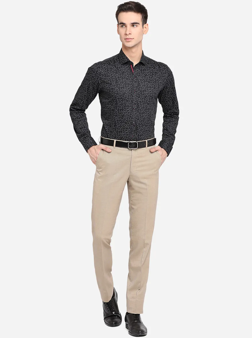 Black Printed Slim Fit Party Wear Shirt | JB Studio
