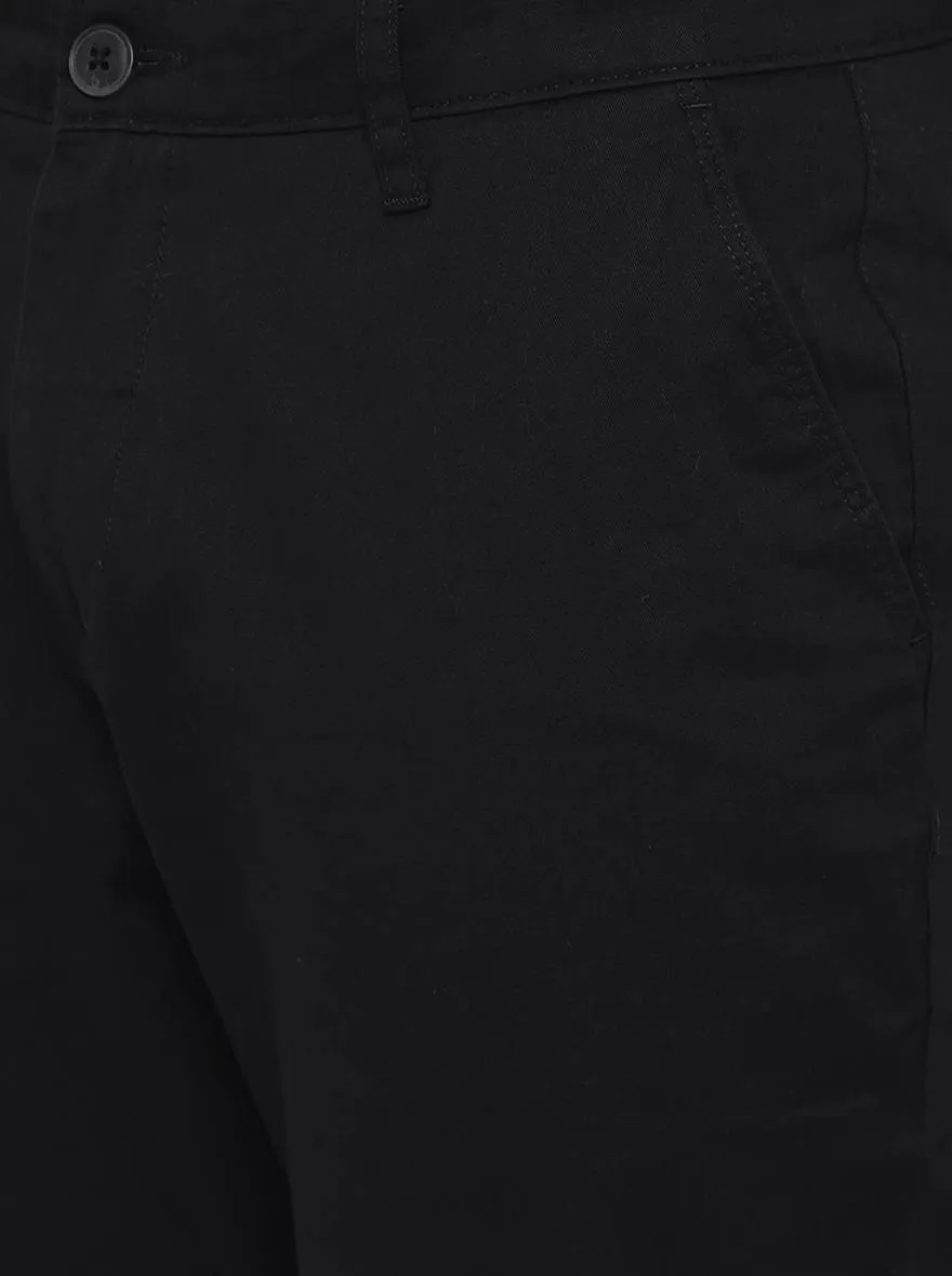 Black Solid Slim Fit Casual Trouser | Greenfibre
