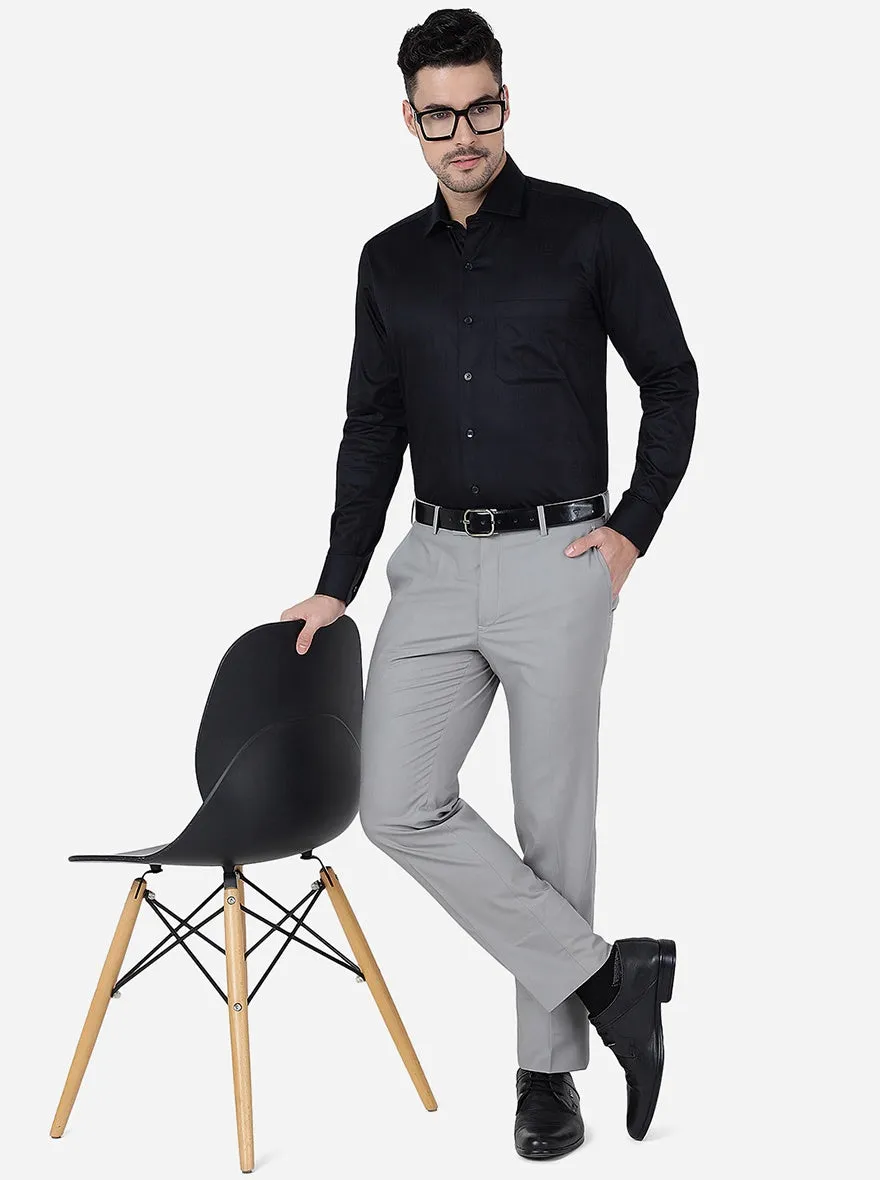 Black Solid Slim Fit Formal Shirt | Metal
