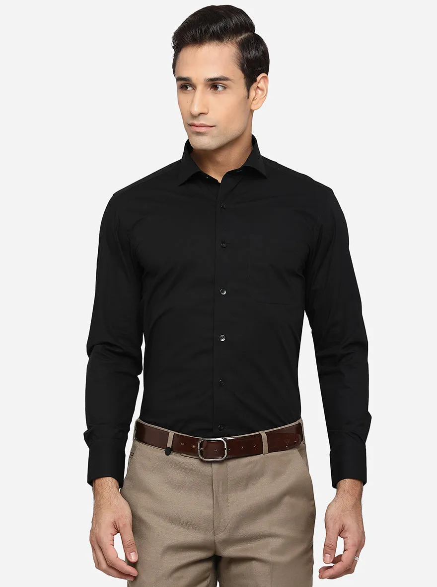 Black Solid Slim Fit Formal Shirt | Metal