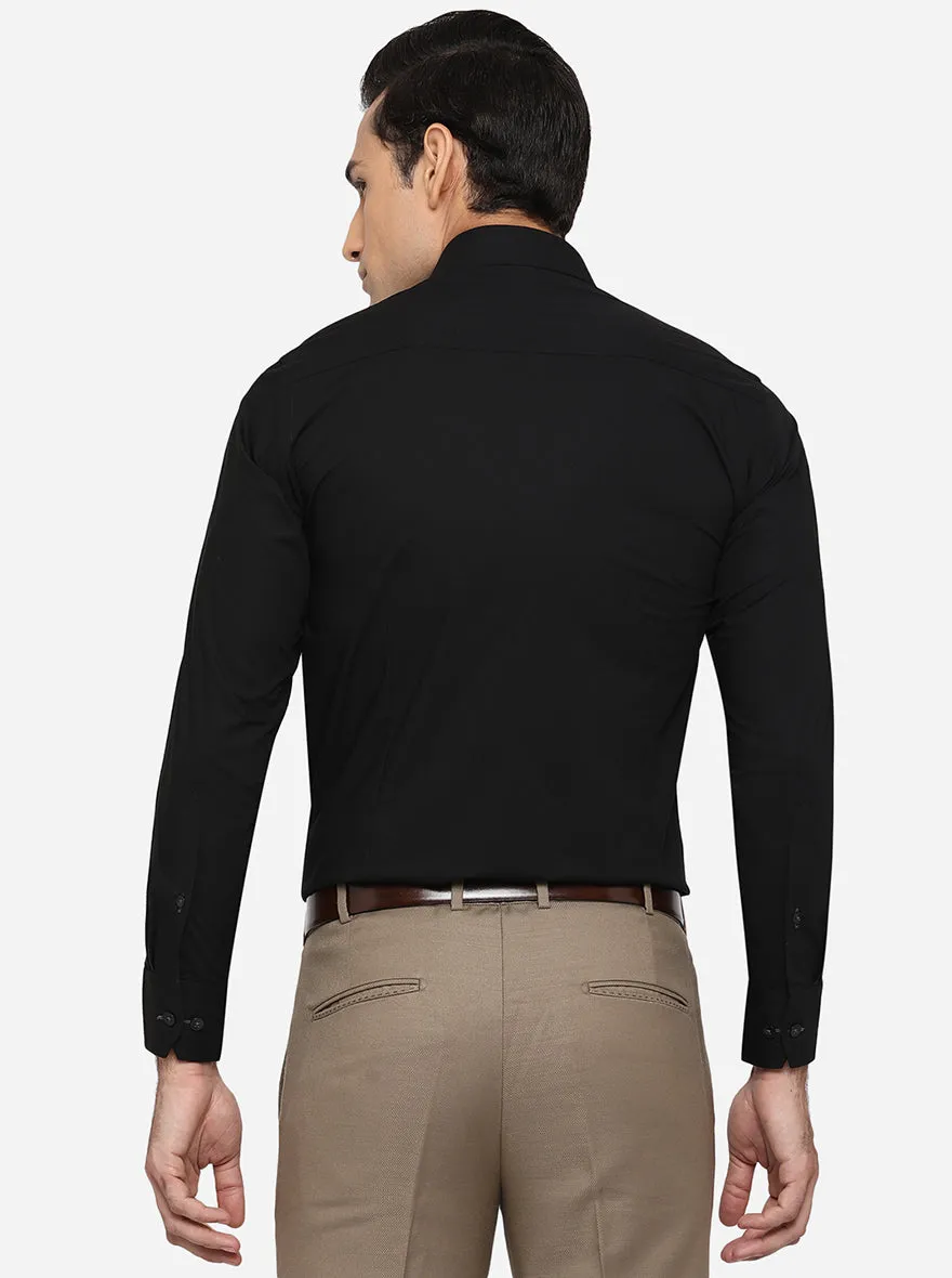 Black Solid Slim Fit Formal Shirt | Metal