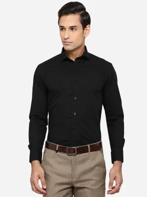 Black Solid Slim Fit Formal Shirt | Metal