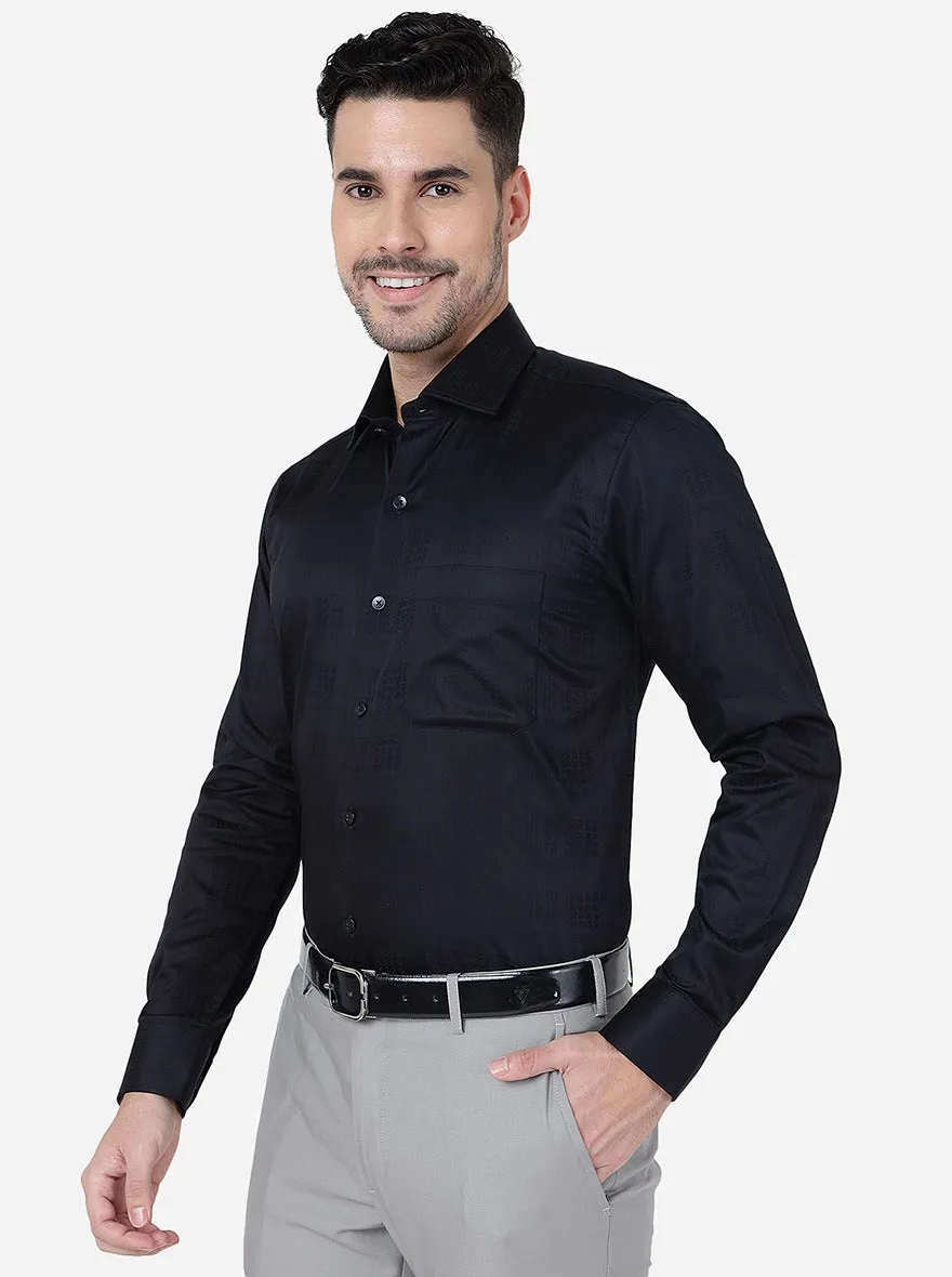 Black Solid Slim Fit Formal Shirt | Metal