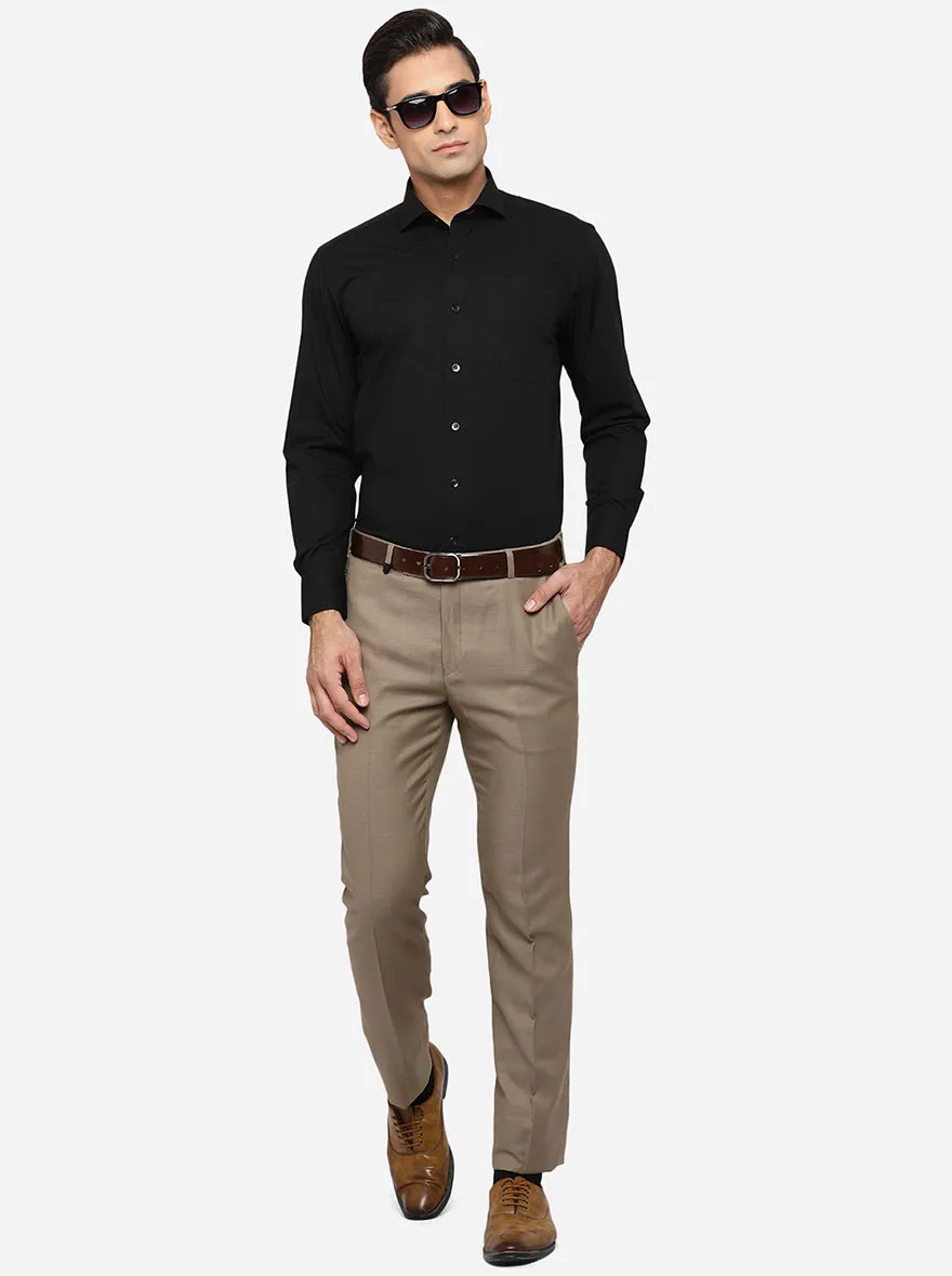 Black Solid Slim Fit Formal Shirt | Metal