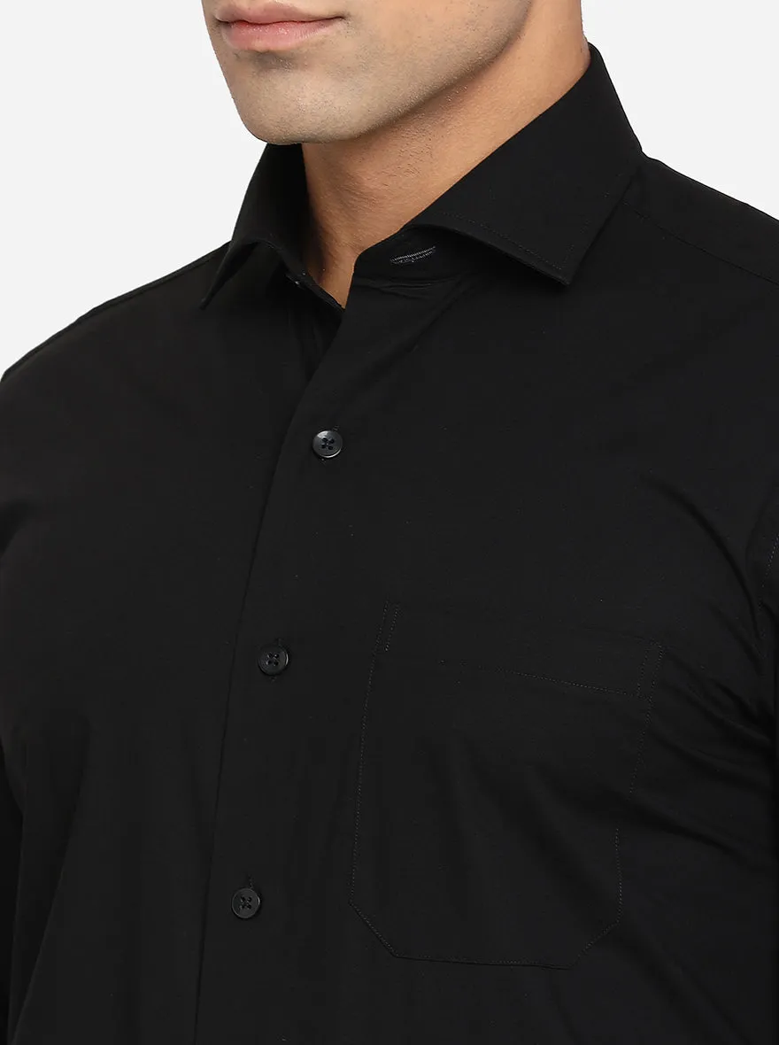 Black Solid Slim Fit Formal Shirt | Metal