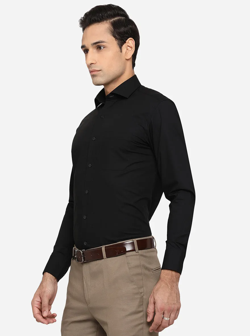 Black Solid Slim Fit Formal Shirt | Metal