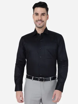 Black Solid Slim Fit Formal Shirt | Metal