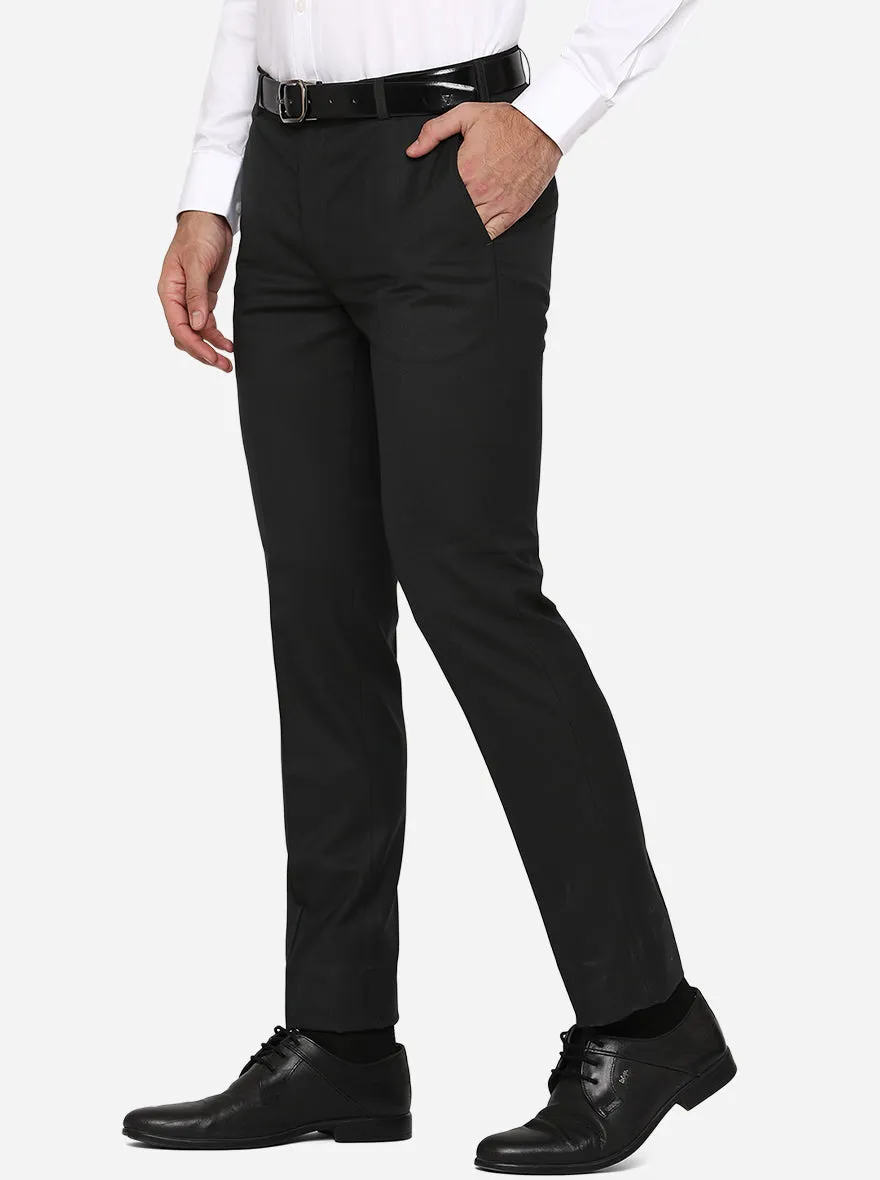 Black Solid Slim Fit Formal Trouser | Metal
