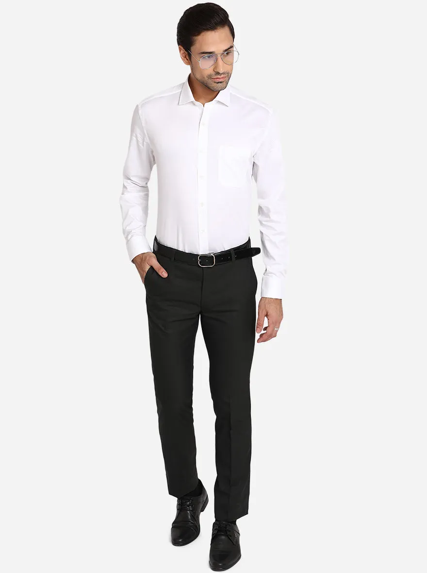 Black Solid Slim Fit Formal Trouser | Metal