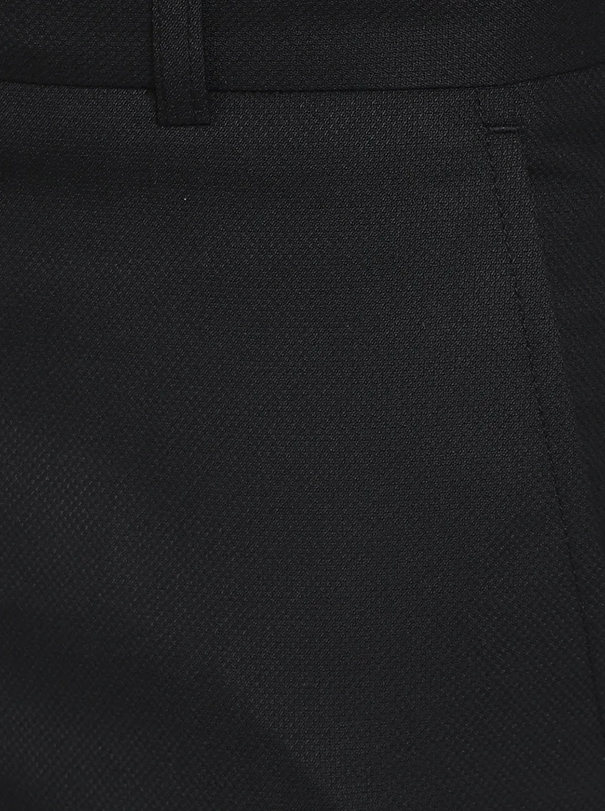 Black Solid Slim Fit Formal Trouser | Metal
