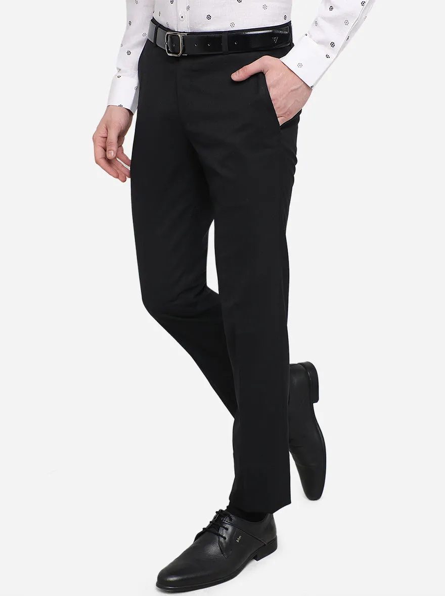 Black Solid Slim Fit Formal Trouser | Metal