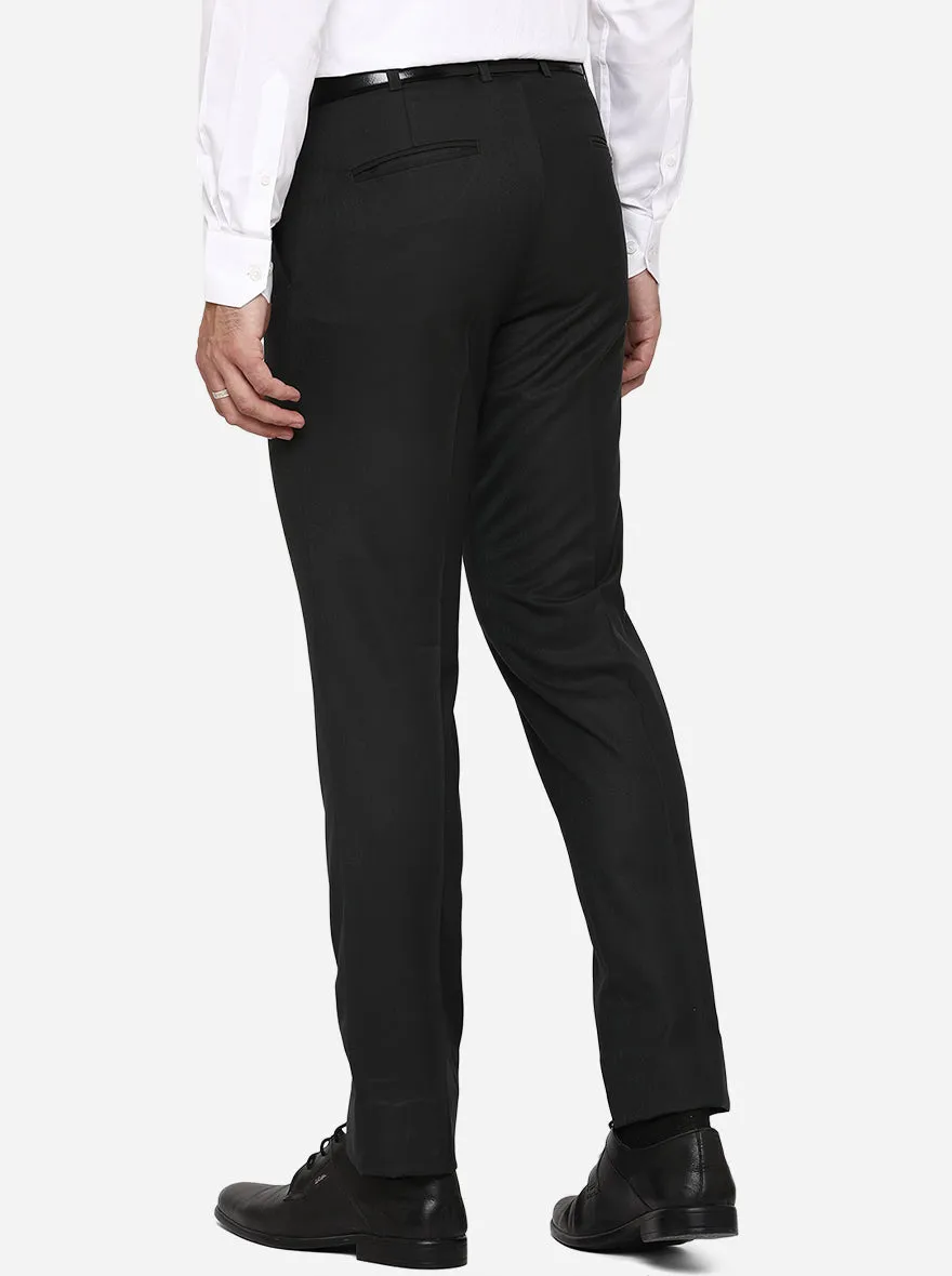 Black Solid Slim Fit Formal Trouser | Metal