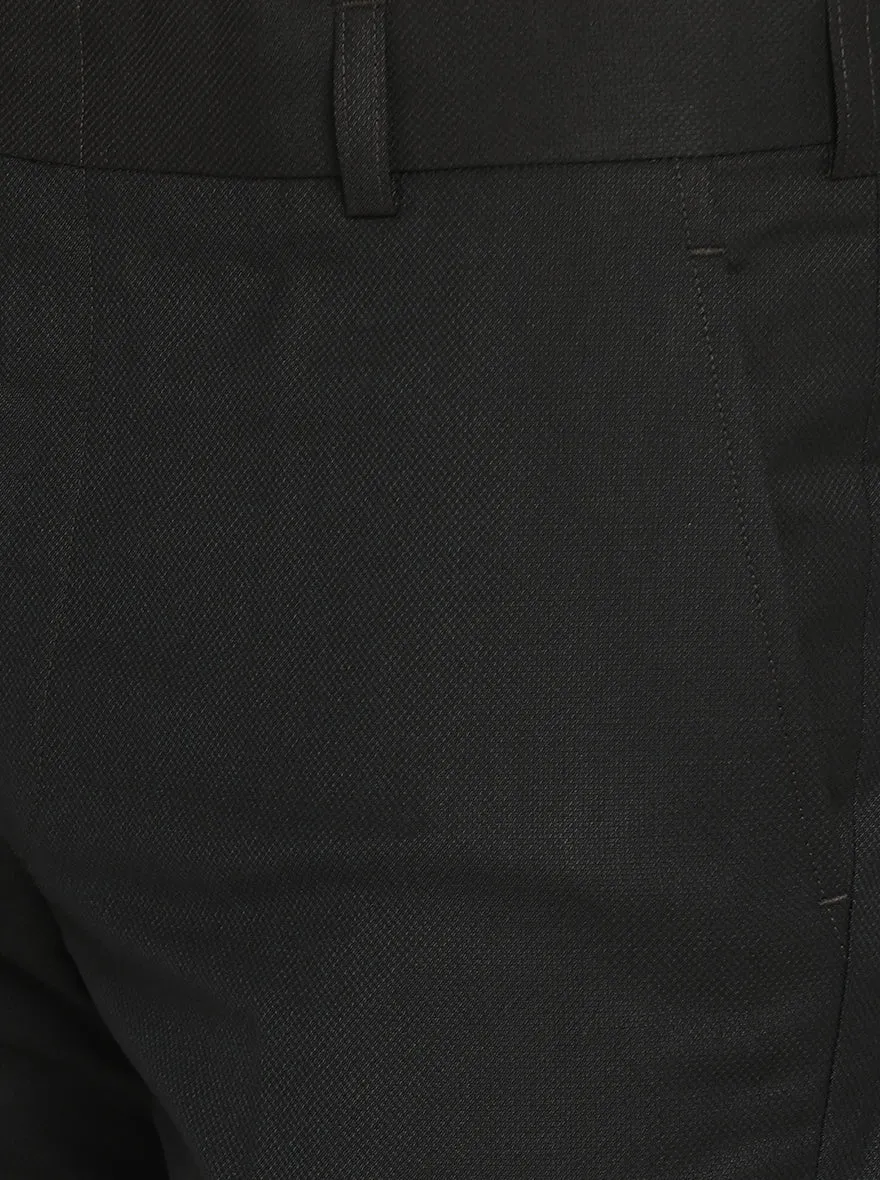 Black Solid Slim Fit Formal Trouser | Metal