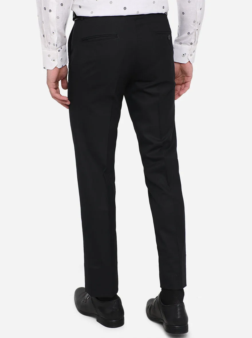 Black Solid Slim Fit Formal Trouser | Metal
