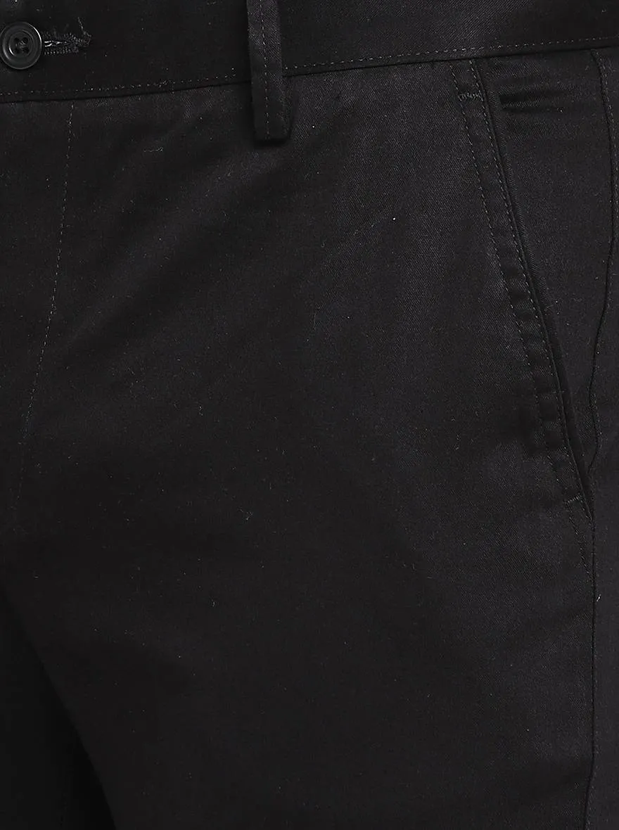 Black Solid Super Slim Fit Casual Trouser | Greenfibre