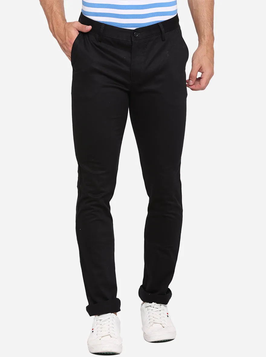 Black Solid Super Slim Fit Casual Trouser | Greenfibre