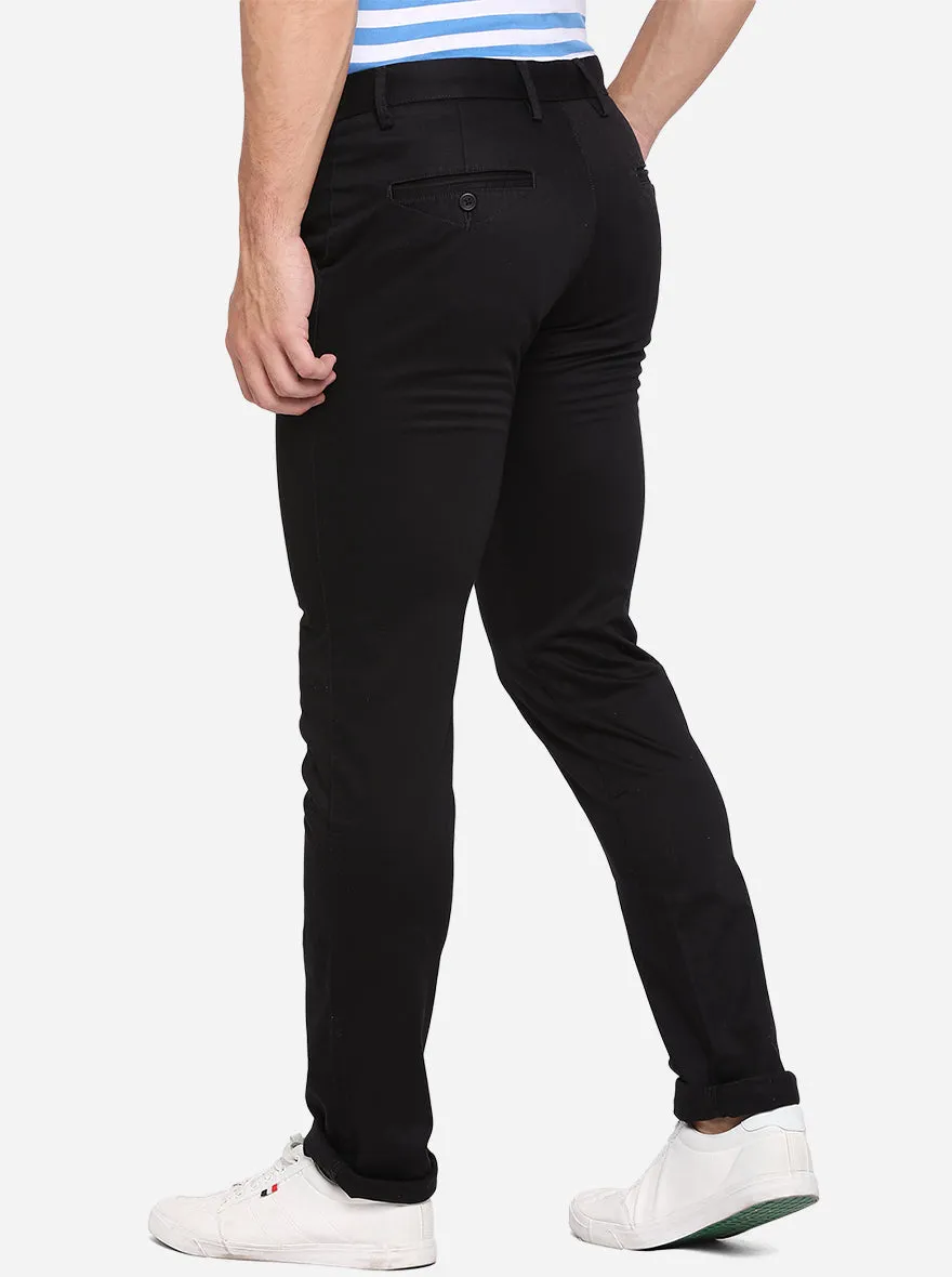 Black Solid Super Slim Fit Casual Trouser | Greenfibre