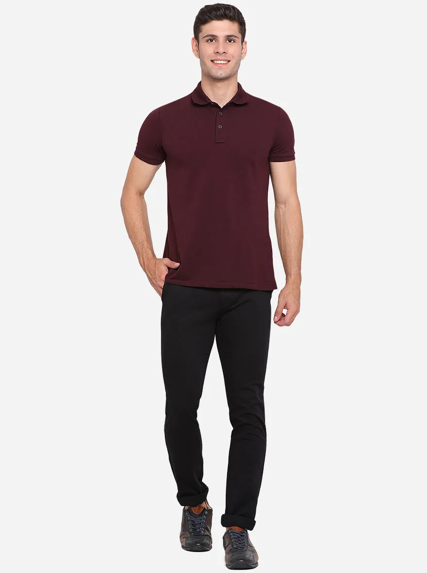 Black Solid Super Slim Fit Casual Trouser | Greenfibre