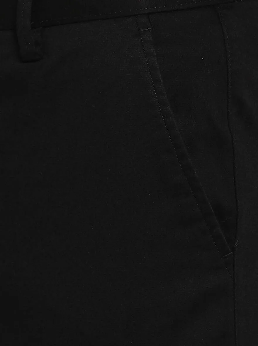 Black Solid Super Slim Fit Casual Trouser | Greenfibre