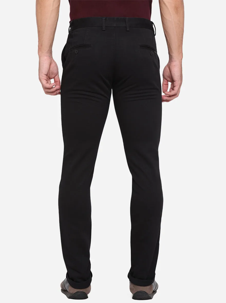 Black Solid Super Slim Fit Casual Trouser | Greenfibre