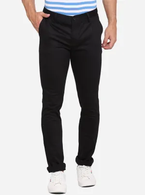 Black Solid Super Slim Fit Casual Trouser | Greenfibre