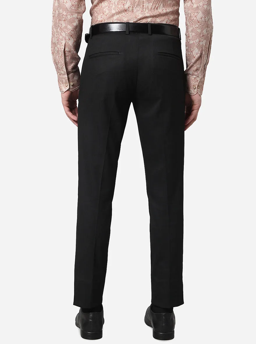 Black Solid Super Slim Fit Formal Trouser | JadeBlue