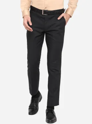 Black Solid Super Slim Fit Formal Trouser | JadeBlue