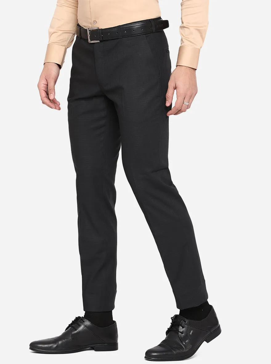 Black Solid Super Slim Fit Formal Trouser | JadeBlue