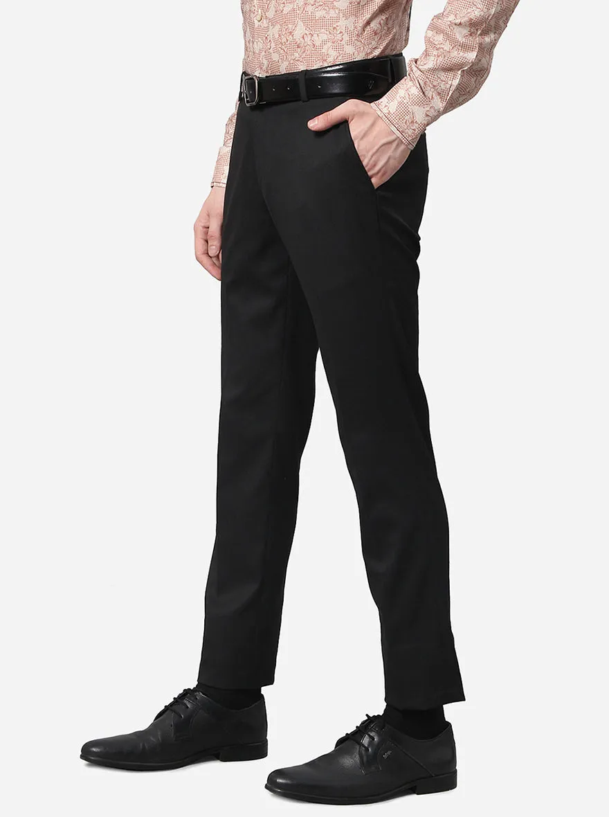 Black Solid Super Slim Fit Formal Trouser | JadeBlue