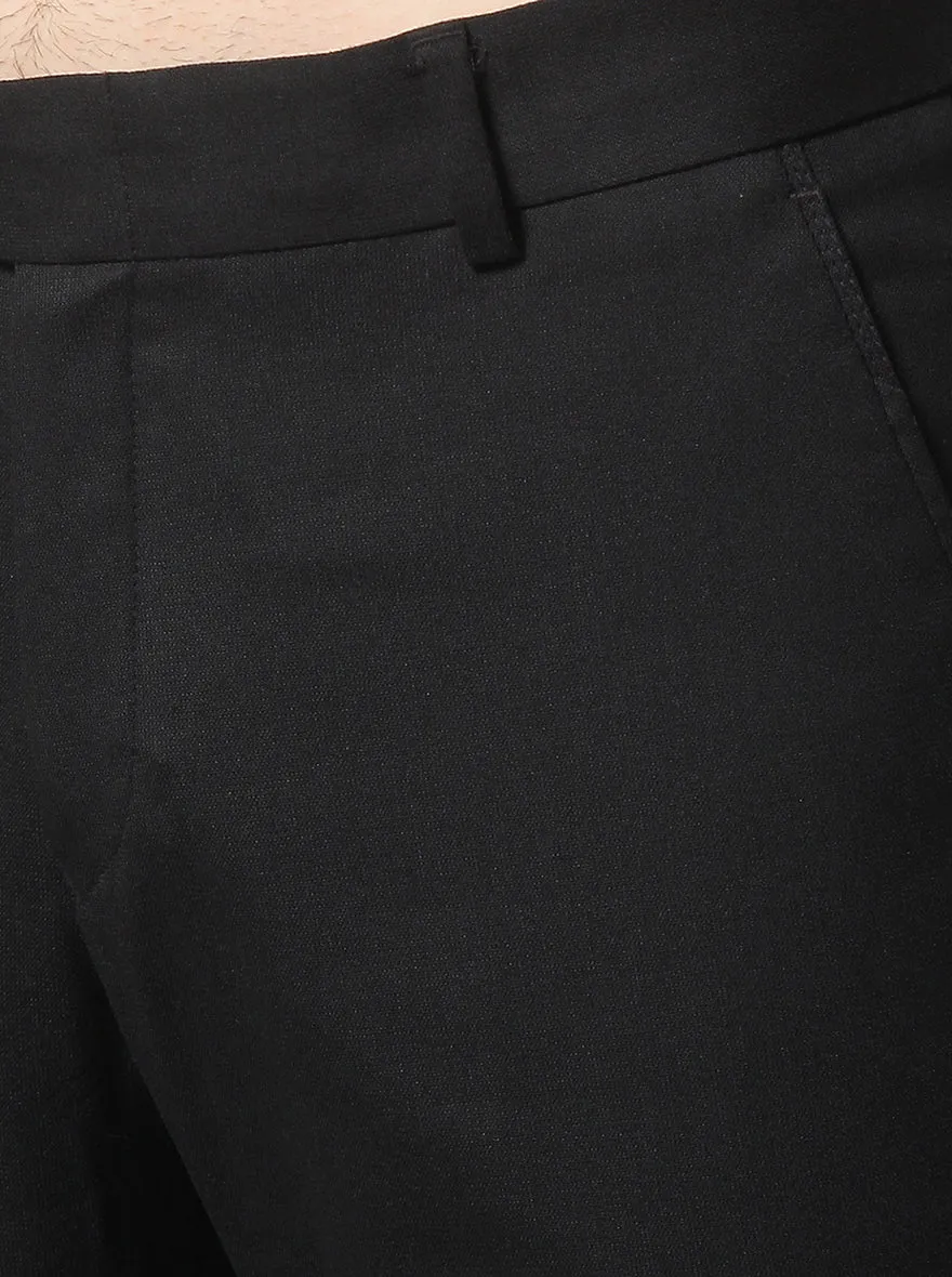 Black Solid Super Slim Fit Formal Trouser | JadeBlue