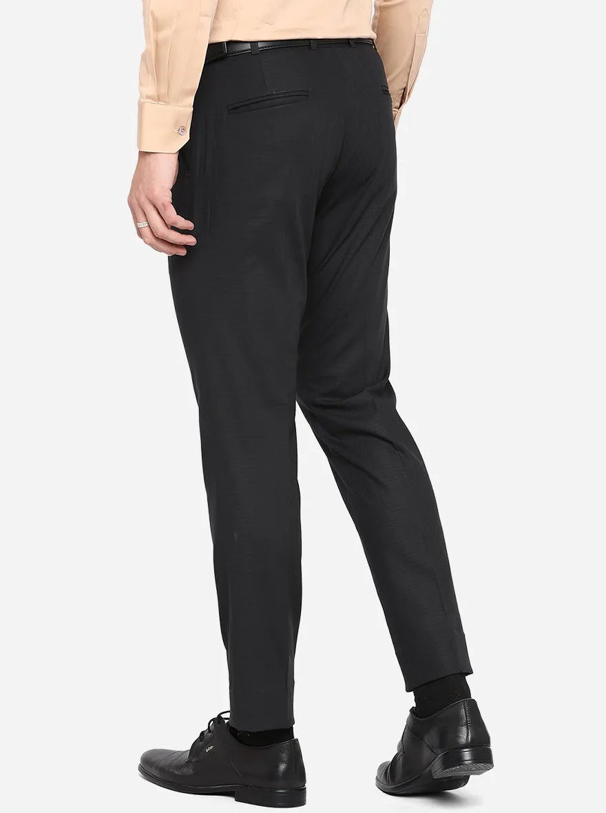 Black Solid Super Slim Fit Formal Trouser | JadeBlue