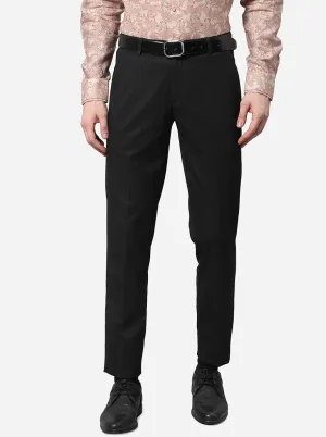 Black Solid Super Slim Fit Formal Trouser | JadeBlue