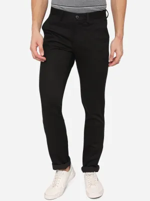 Black Solid Uno Fit Casual Trouser | JadeBlue