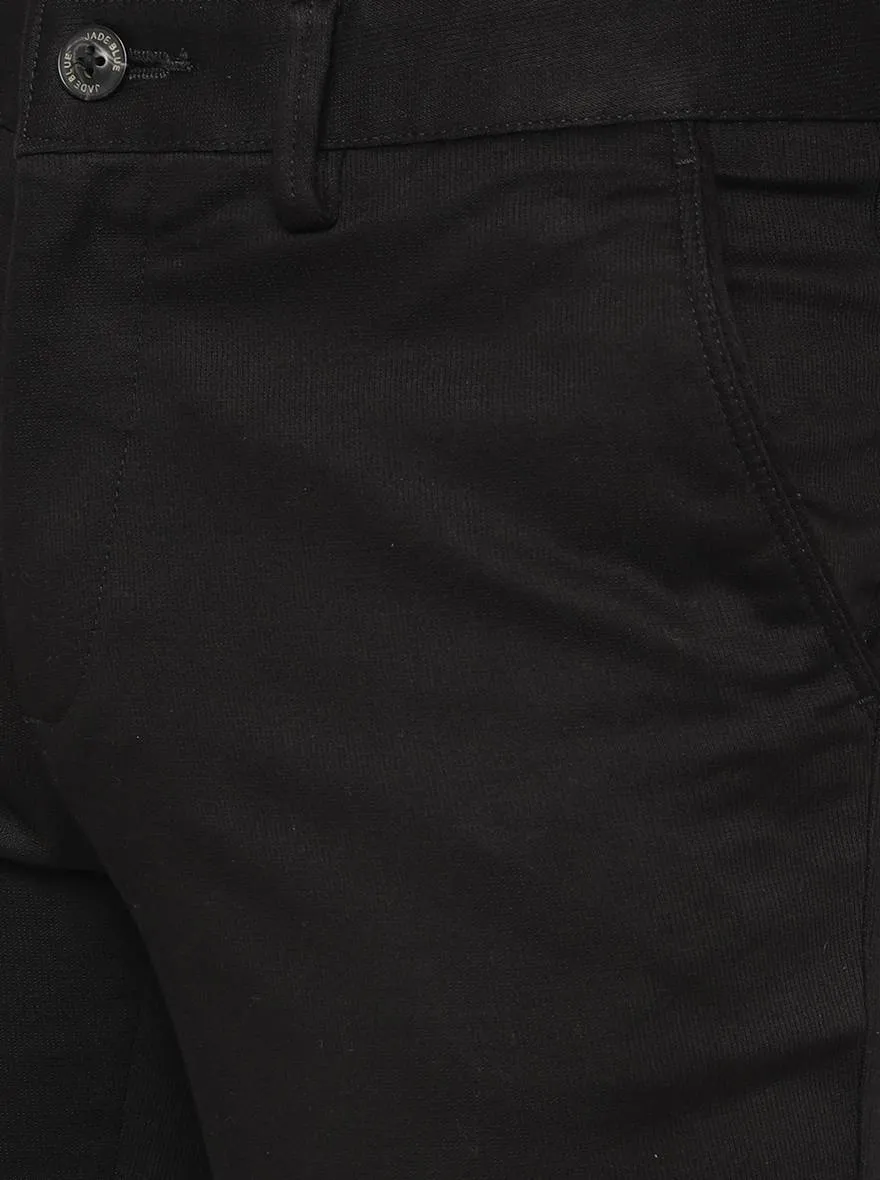 Black Solid Uno Fit Casual Trouser | JadeBlue