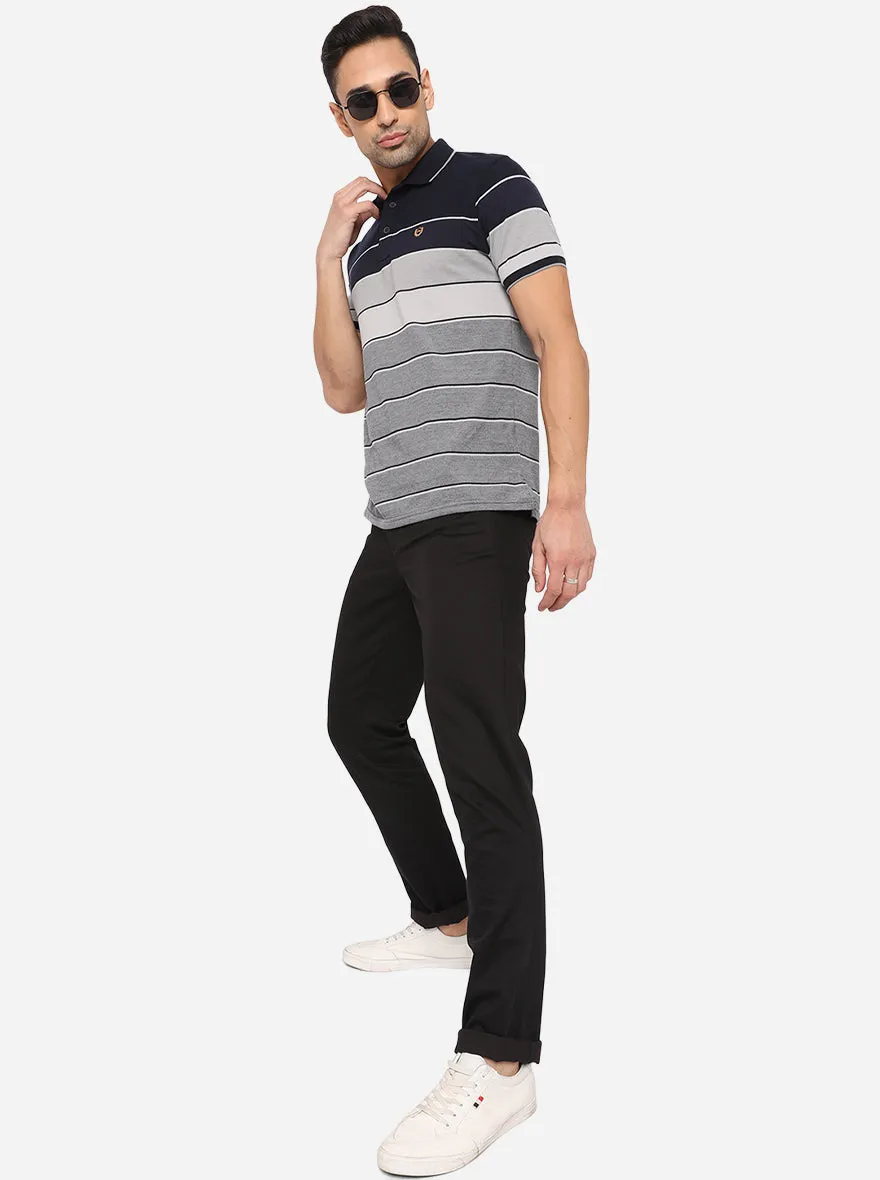 Black Solid Uno Fit Casual Trouser | JadeBlue