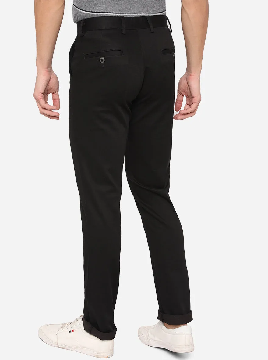 Black Solid Uno Fit Casual Trouser | JadeBlue