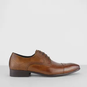 Blakeseys WYVERN Mens Leather Reptile Effect Lace Up Brogue Shoes Tan