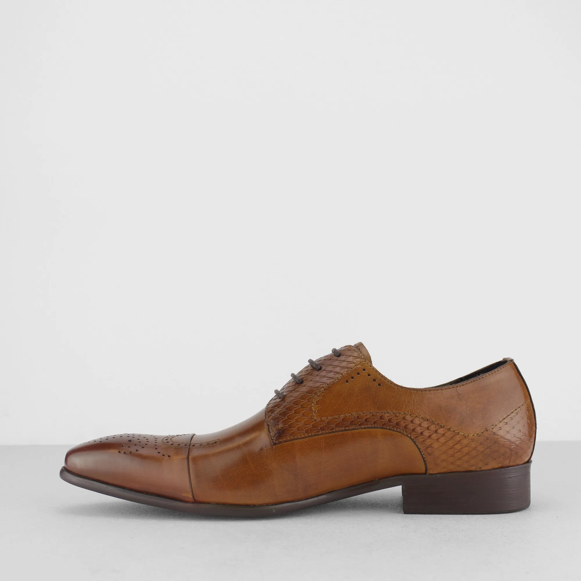 Blakeseys WYVERN Mens Leather Reptile Effect Lace Up Brogue Shoes Tan