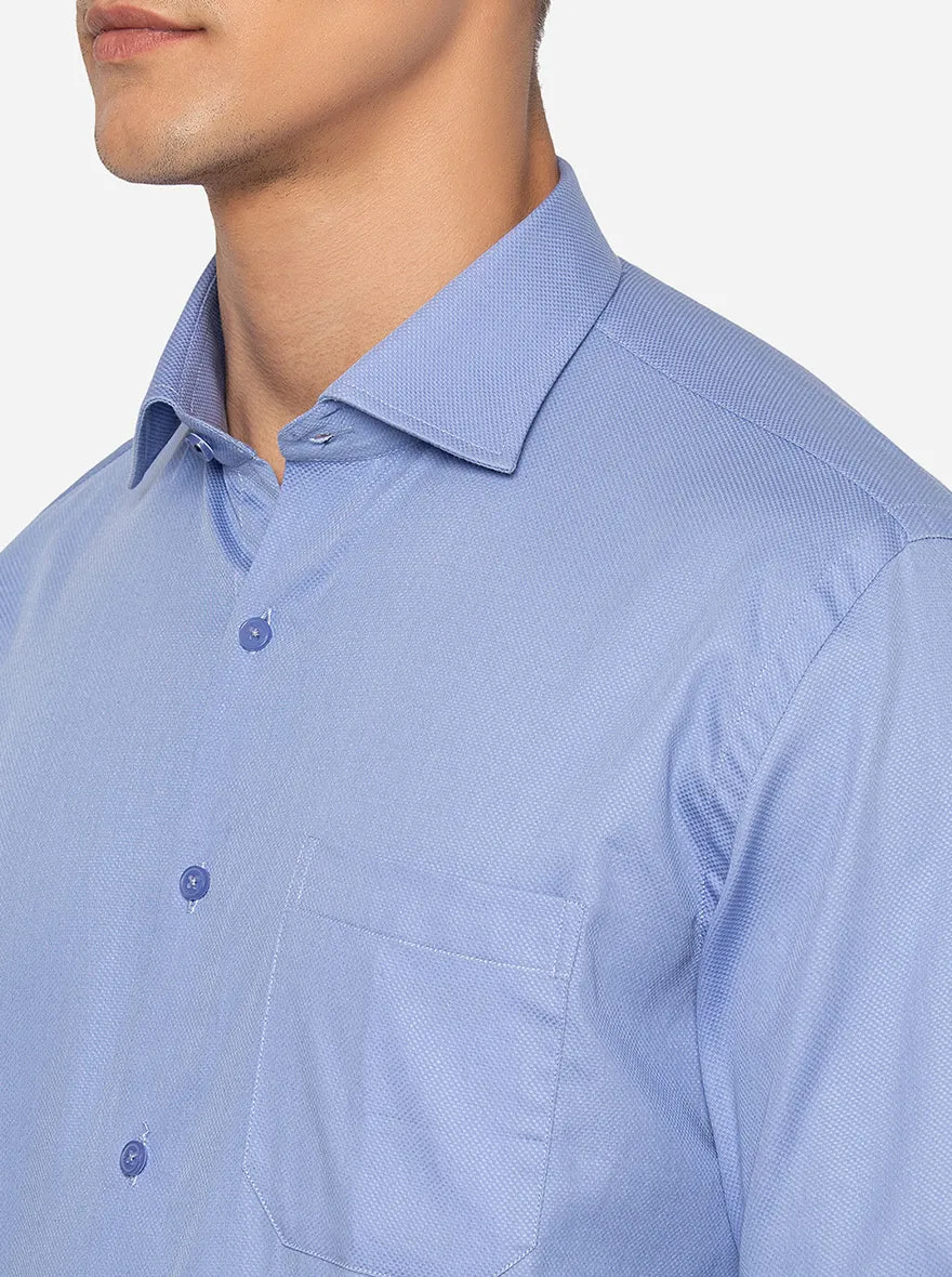Blue Solid Regular Fit Formal Shirt | JadeBlue